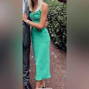 Zara Size small green ruched dress
